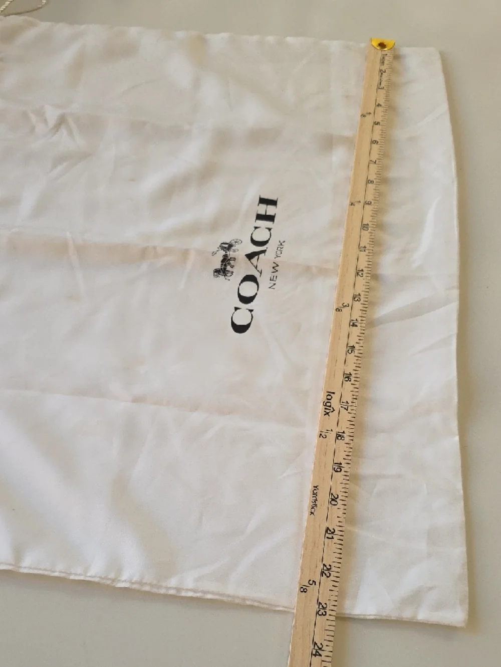 Coach White‎ Drawstring Dust Bag with Black Logo